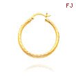 14K Yellow Gold 2x20mm Diamond Cut Round Tube Hoops