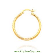 14K Yellow Gold 2x20mm Diamond Cut Round Tube Hoops