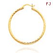 14K Yellow Gold 2x30mm Diamond Cut Round Tube Hoops