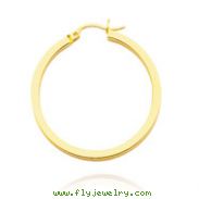 14K Yellow Gold 2x30mm Square Tube Hoops