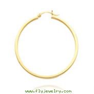14K Yellow Gold 2x40mm Square Tube Hoops