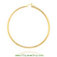 14K Yellow Gold 2x50mm Diamond Cut Round Tube Hoops