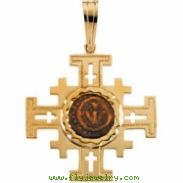 14K Yellow Gold 31.25 X 31.75 Jerusalem Cross Pendant