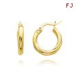 14K Yellow Gold 3.25x10mm Polished Twisted Hoops