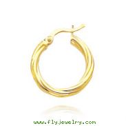 14K Yellow Gold 3.25x15mm Polished Twisted Hoops