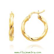 14K Yellow Gold 3.25x15mm Twisted Hoops