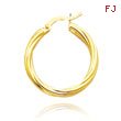 14K Yellow Gold 3.25x20mm Polished Twisted Hoops