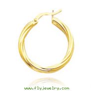 14K Yellow Gold 3.25x20mm Polished Twisted Hoops