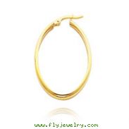 14K Yellow Gold 3.50mm Large Oval Classic Hoops