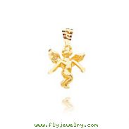 14K Yellow Gold 3D Angel Charm