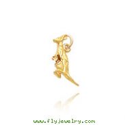 14K Yellow Gold 3D Kangaroo with Joey Charm