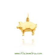 14K Yellow Gold 3D Pig Charm