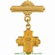 14K Yellow Gold 4-way Cross Baptismal Pin