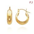 14K Yellow Gold 6.50x15mm Fancy Hoop Earrings