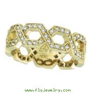 14K Yellow Gold .75ct Diamond Open Hexagonal-Shaped Eternity Ring