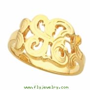 14K Yellow Gold A Initial Ring