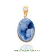 14K Yellow Gold April Mother Agate Cameo Pendant