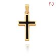 14K Yellow Gold Black Epoxy Cross Pendant