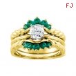 14K Yellow Gold Bridal Ring Guard Genuine Emerald