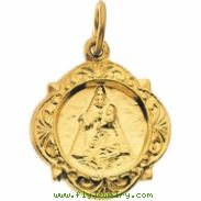 14K Yellow Gold Caridad Del Cobre Medal