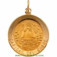 14K Yellow Gold Caridad Del Cobre Medal