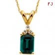 14K Yellow Gold Chatham Created Emerald And Diamond Pendant