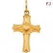 14K Yellow Gold Childs Cross Pendant With Heart