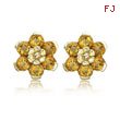 14K Yellow Gold Citrine Flower Earrings