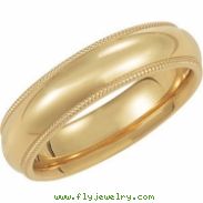 14K Yellow Gold Comfort Fit Milgrain Band