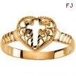 14K Yellow Gold Cross Heart Ring