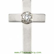 14K Yellow Gold Cross Lapel Pin With Diamond