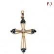 14K Yellow Gold Cross Pendant And Sapphire