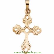 14K Yellow Gold Cross Pendant With Design