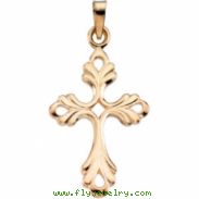 14K Yellow Gold Cross Pendant With Design