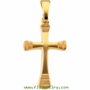14K Yellow Gold Cross Pendant With Design