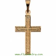 14K Yellow Gold Cross Pendant With Design