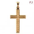 14K Yellow Gold Cross Pendant With Design