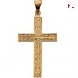 14K Yellow Gold Cross Pendant With Design