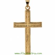 14K Yellow Gold Cross Pendant With Design