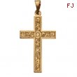 14K Yellow Gold Cross Pendant With Design