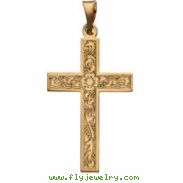 14K Yellow Gold Cross Pendant With Design