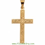 14K Yellow Gold Cross Pendant With Design