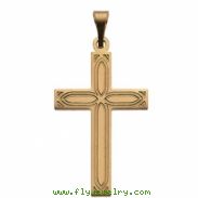 14K Yellow Gold Cross Pendant With Design