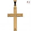 14K Yellow Gold Cross Pendant With Design