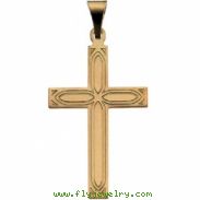 14K Yellow Gold Cross Pendant With Design