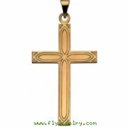 14K Yellow Gold Cross Pendant With Design