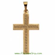 14K Yellow Gold Cross Pendant With Design