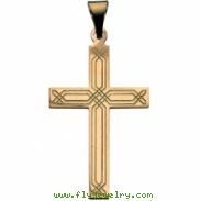 14K Yellow Gold Cross Pendant With Design