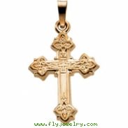 14K Yellow Gold Cross Pendant With Design