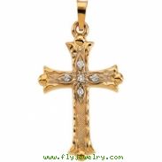 14K Yellow Gold Cross Pendant With Diamond